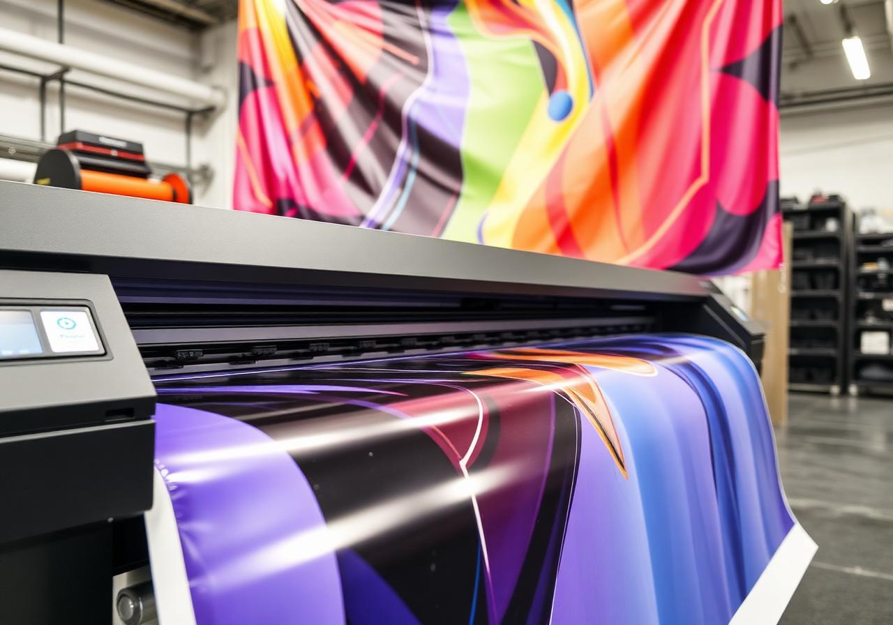 Large-format printer producing full-colour signage