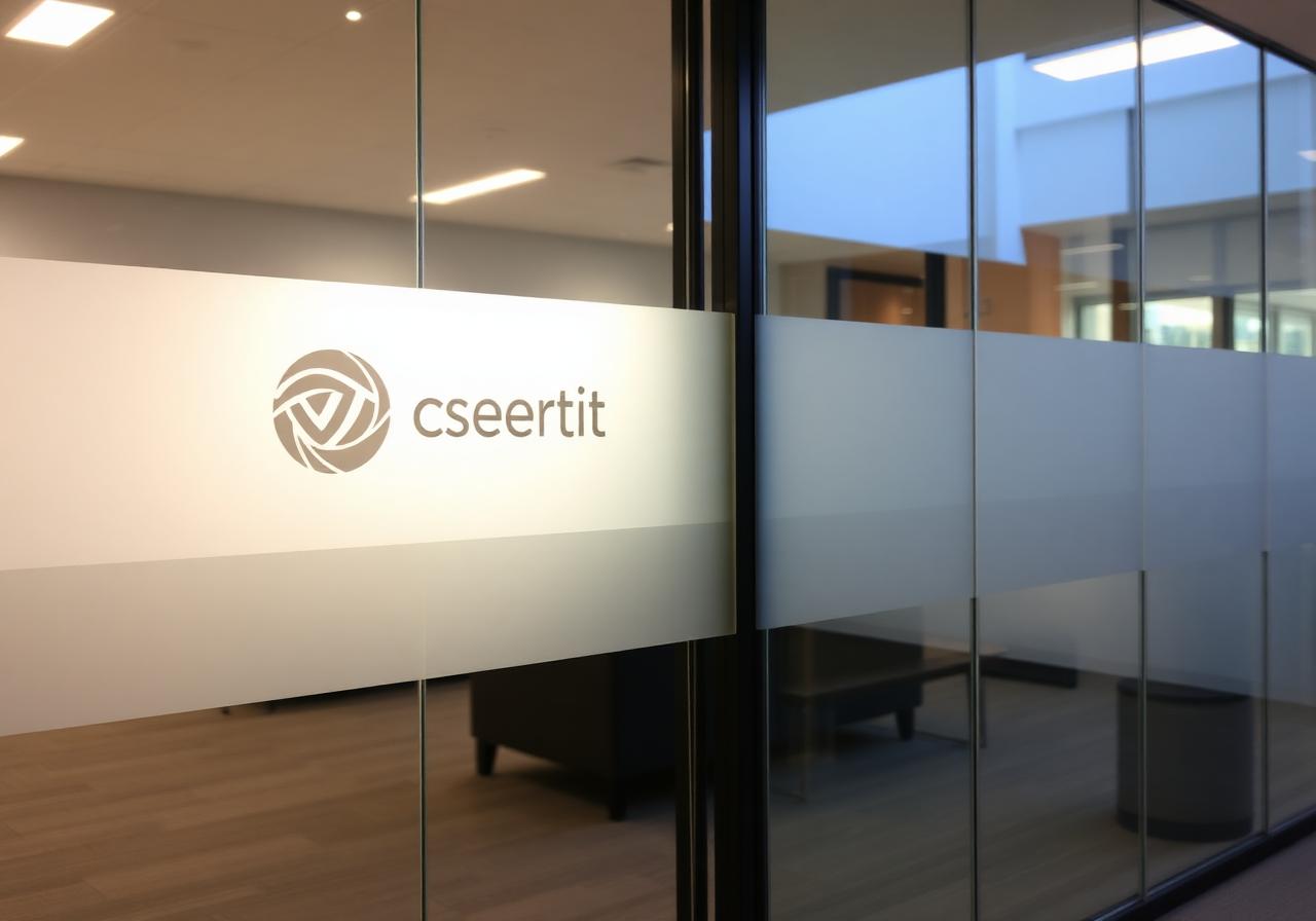 Frosted vinyl window graphics on storefront glass